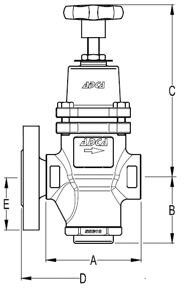 Клапан редукционный PRV25/2S PN25 д/пара ф/ф (DN20 PRV25/2SS-03-20 dP=3,5-8,6 с красной пружиной)