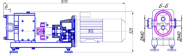 Установка насосная АИР90LB8+обдув+ЧП (1,5кВТ; 380В)+защ.кожухн.ст.