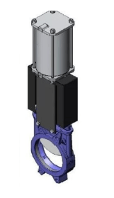 Задвижка шиберная  мф CMO РN10, пневмопривод двойного действия, корпус GJL-250 (GG25), нож AISI304, EPDM
