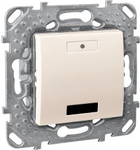 Выключатель двухкнопочный с LED с ИК-приемником Бежевый