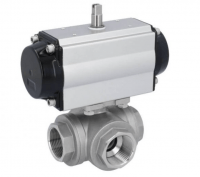 Кран шаровый Kugelhahn-GD, 3", mit Antrieb-OD, DW95, Edelstahl/PTFE-FKM, L-Bohrung, doppeltwirkend
