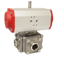 Кран шаровый Kugelhahn-ZD, DN25, m. Antrieb-ED, DW63, Ed1.4408/PTFE-FKM,T-Bohrung,doppeltwirk.