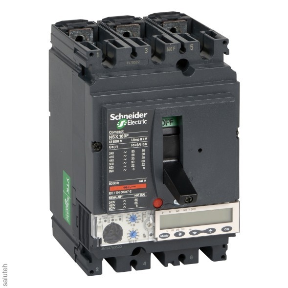 Выключатель автоматический 160А 50кА NSX160N MICROLOGIC5.2 3П3Т электронный расцепитель (LV430890)