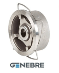 Клапан обратный дисковый Genebre PN40 материал: CF8M / CF8M / Metal/Metal, Тмакс=+300оС межфлан