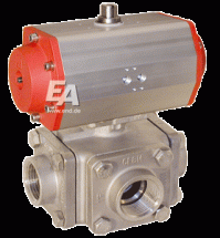 Кран шаровый-ZK, DN32, с приводом-ED, DW63 Ed./PTFE-FKM, рукоятка, двойного действия