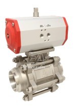 Кран шаровый-ZA, DN65-сварка, с пнриводом EE100, нерж.сталь/PTFE-FKM, с возвратной пружиной