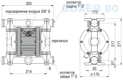 Мембранный  насос BOXER 80 AISI 316