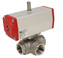 Кран шаровый Kugelhahn-PD, 3/4&amp;quot;, m. Antrieb-ED, DW43, Edelstahl/PTFE, L-Bohrung,doppeltwirkend