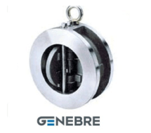 Клапан обратный Genebre 2402 двустворчатый, CF8M/CF8M/Viton, Тмакс=+180оС межфланцевый (PN 25, DN 200, 2402 16 200)