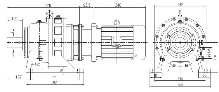 Мотор-редуктор циклоидальный  BWY42 i=121 Y4 wide-frequency motor