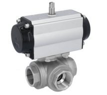 Кран шаровый Kugelhahn-GD, 3/4&amp;quot;, mit Antrieb-OD, DW50, Edelstahl/PTFE-FKM, L-Bohrung, doppeltwirkend