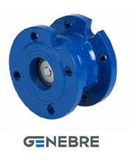 Клапан обратный пружинный GENEBRE 2450 12 DN100 PN16, корпус - GJL-250 (GG25), клапан - латунь + никелевое покрытие, уплотнение – NBR, Ф/Ф